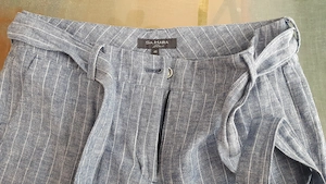 hose damen marke sa. hara gr. 40 blau-weiss meliert leinen baumwolle m. gürtel Bild 2
