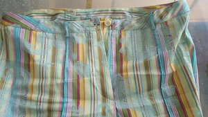 hose damen markenzeichen abgetrennt gr. 40 satin gestreift mit paisley relief hellblau Bild 3