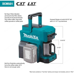 Artikel: Makita DCM501Z Kaffeemaschine 18 V (ohne Akku, ohne Ladeger t), Black Hochwertiger Artikel  Bild 6