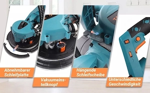 Bestseller Trockenbauschleifer mit Led Beleuchtung und Vakuumabsaugung komplett Set mit Schleifpapie Bild 5