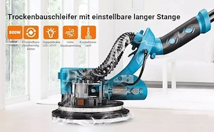Bestseller Trockenbauschleifer mit Led Beleuchtung und Vakuumabsaugung komplett Set mit Schleifpapie Bild 7