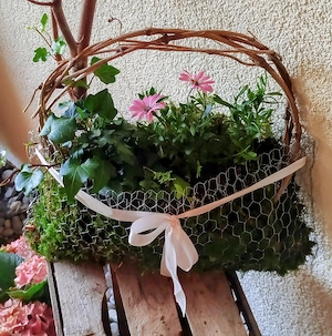 Deko Blumen Tasche aus Draht neu  Bild 2