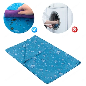 Kuehlmatte fuer Hunde Katzen Selbstkuehlend Kuehldecke Kaeltematte Eismatte Blau 50cm x 90cm Bild 6