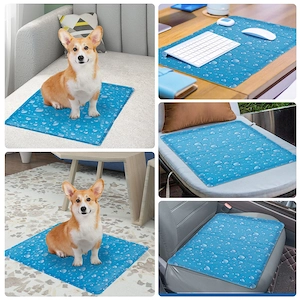 Kuehlmatte fuer Hunde Katzen Selbstkuehlend Kuehldecke Kaeltematte Eismatte Blau 50cm x 90cm Bild 5