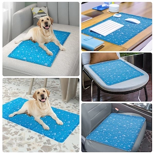Kuehlmatte fuer Hunde Katzen Selbstkuehlend Kuehldecke Kaeltematte Eismatte Blau 50cm x 90cm Bild 3