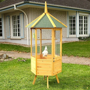 Artikel: Hexagonal bird cage XXL bird house bird aviary aviary house wood Hochwertiger Artikel aus u