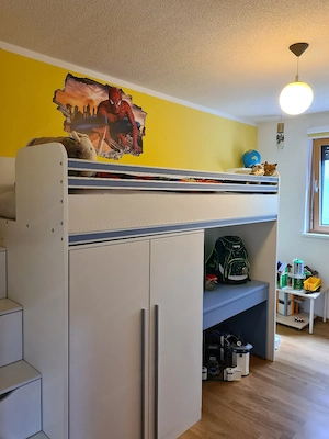 Hochbett mit Kleiderschrank u. Schreibtisch Bild 3