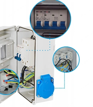 Artikel: #SALE# Electrical wall distributor 2x SCHUKO 1x CEE 32A construction power box Hochwertiger Bild 3