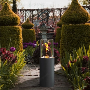 Freistehender Gartenkamin Feuerschale Bio Ethanol Standkamin Dekokamin Kaminofen anthrazit mit Zubeh Bild 7