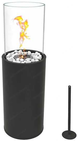 Freistehender Gartenkamin Feuerschale Bio Ethanol Standkamin Dekokamin Kaminofen anthrazit mit Zubeh