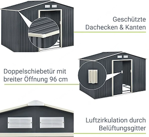 Gartenhaus Geraeteschuppen Geraetehaus Schuppen aus Metall mit Satteldach XXL Bild 4