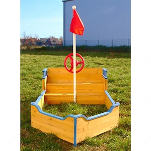 Piratenboot Boot Sandkasten aus Holz mit Geheimversteck Holzsandkasten Bild 4