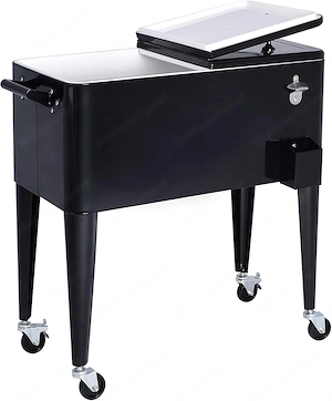 Ribelli Kuehlwagen mit Edelstahlflaschenoeffner und Auslaufhahn rollbare Kuehlbox Kuehlbehaelter mit Bild 3