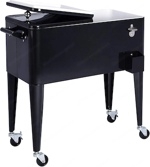 Ribelli Kuehlwagen mit Edelstahlflaschenoeffner und Auslaufhahn rollbare Kuehlbox Kuehlbehaelter mit Bild 4