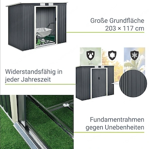 Gartenhaus Geraeteschuppen Geraetehaus Schuppen aus Metall mit Pultdach XL Bild 4