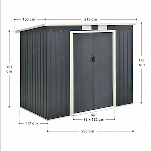 Gartenhaus Geraeteschuppen Geraetehaus Schuppen aus Metall mit Pultdach XL Bild 3
