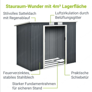 Gartenhaus Geraeteschuppen Geraetehaus Schuppen aus Metall mit Pultdach XL Bild 5