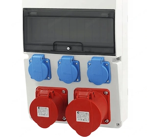 Artikel: #SALE# Electrical wall distributor 3x SCHUKO 1x CEE 16A 1x CEE 32A construction power box H
