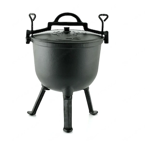 ANGEBOT BBQ Dutch Oven Eintopf handgefertigt mit Fuesse ca. 11l fuer Lagerfeuer Bild 3