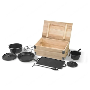Artikel: ANGEBOT BBQ Dutch Oven Set 7 teilig in Holzkiste Hochwertiger Artikel aus unserem Online-Sh