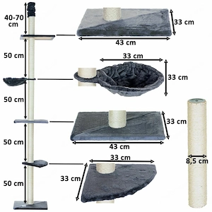 Artikel: Ceiling-high cat scratching post climbing tower cat tree XXXL tower 240-270 cm Hochwertiger Bild 3