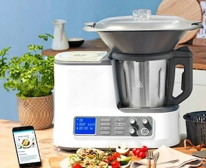 Kuechenmaschine mit Kochfunktion Waage Dampfgaraufsatz Garkorb WLAN APP Bild 3