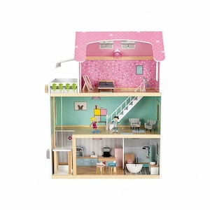 PLAYTIVE Puppenhaus mit viel Zubehoer grosszuegigen Aussparungen zum Spielen Bild 3