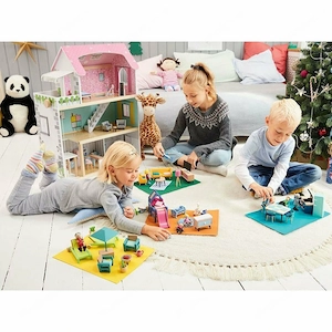 PLAYTIVE Puppenhaus mit viel Zubehoer grosszuegigen Aussparungen zum Spielen Bild 5