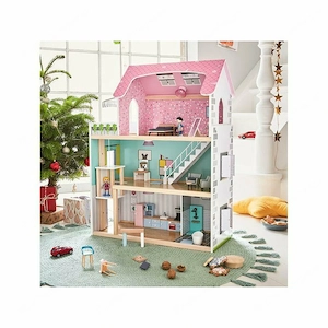 PLAYTIVE Puppenhaus mit viel Zubehoer grosszuegigen Aussparungen zum Spielen Bild 7