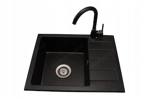 Artikel: Granite sink + mixer tap + siphon color choice black   bronze metal XXL set Hochwertiger Ar