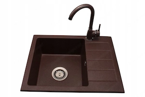 Artikel: Granite sink + mixer tap + siphon color choice black   bronze metal XXL set Hochwertiger Ar Bild 3