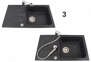 Artikel: Granite sink + mixer tap + siphon black XXL set Hochwertiger Artikel aus unserem Online-Sho Bild 3