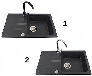 Artikel: Granite sink + mixer tap + siphon black XXL set Hochwertiger Artikel aus unserem Online-Sho