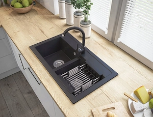 Artikel: Granite sink + mixer tap + siphon black XXL set selection of holes Hochwertiger Artikel aus Bild 4