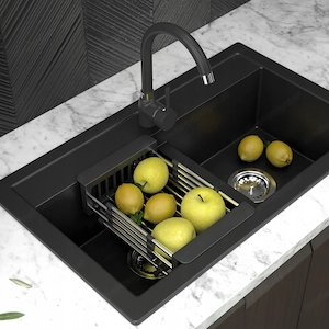 Artikel: Granite sink + mixer tap + siphon black XXL set selection of holes Hochwertiger Artikel aus Bild 3