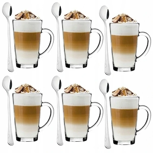 Artikel: 6 coffee glasses 370ml latte macchiato glasses set + 6 spoons Hochwertiger Artikel aus unse