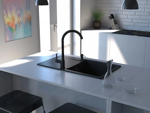Artikel: Granite sink + mixer tap + liquid dispenser + siphon black XXL set Hochwertiger Artikel aus Bild 3