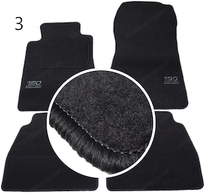 Handmade Premium Fussmatten Velour SET FARBWAHL fuer MERCEDES 190 W201 STICKEREI Bild 4