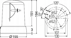 Artikel: HELLA rotating beacon KL 7000 24V fixed installation Hochwertiger Artikel aus unserem Onlin Bild 3