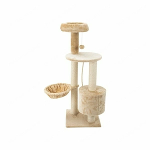 ZOOFARI Katzenkratzbaum mit Haengematte aus Sisal und Pluesch Bild 2