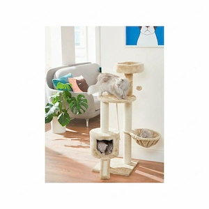 ZOOFARI Katzenkratzbaum mit Haengematte aus Sisal und Pluesch Bild 3