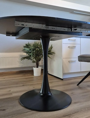 NEU & OVP Aufgebaut: Moderner Esstisch schwarz rund ausziehbar (100-130 cm) Bild 5