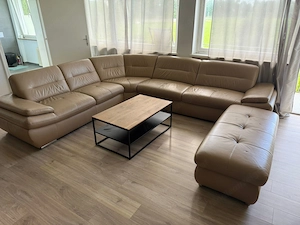 Leder Sofa in Beige Bild 2