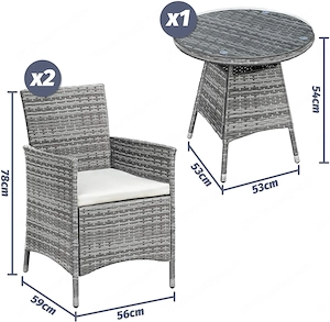 Artikel: 3-piece garden furniture seating group garden set lounge polyrattan rattan dining group Hoc Bild 6