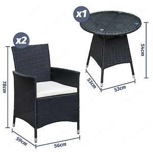 Artikel: 3-piece garden furniture seating group garden set lounge polyrattan rattan dining group Hoc Bild 3