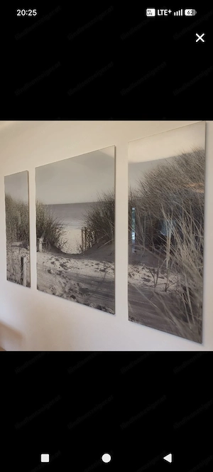 Glasbilder Bild Schwarz weiß Strand Meer mehrteilig