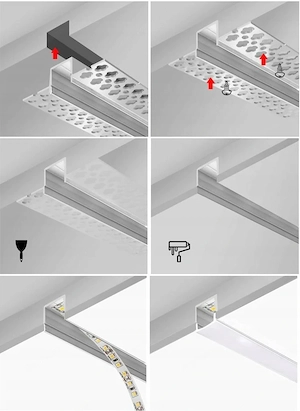 Premium Trockenbau 2M LED Profil mit Abdeckung Unterputz Leiste Rigips Gipskarton Aluminium Bild 7
