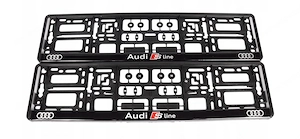2x ORIGINAL Kennzeichenhalter fuer Audi S Line UV Druck witterungsbestaendig Sline