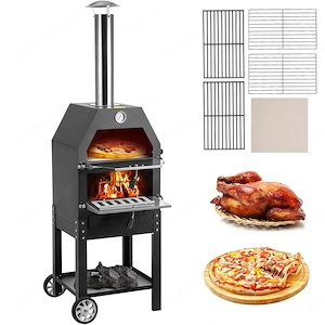 3in1 Outdoor Kuechenofen Herd Pizzaofen 500 0C Gartenkueche Pizzaofen Grill mit Pizzastein Backofen