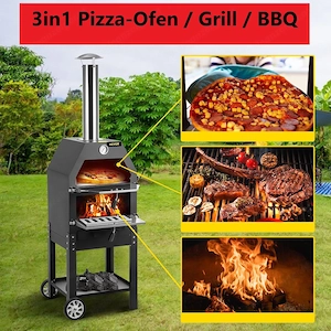 3in1 Outdoor Kuechenofen Herd Pizzaofen 500 0C Gartenkueche Pizzaofen Grill mit Pizzastein Backofen Bild 3